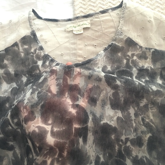 UO Staring at Stars grey floral lace top L - Picture 6 of 8